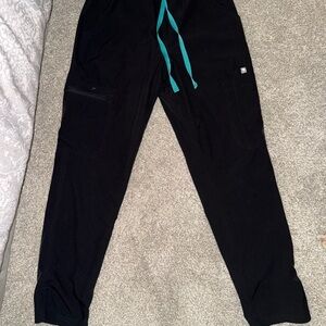 Figs Black Pants with Teal Accents
